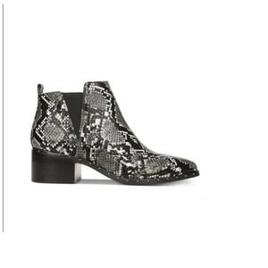Bar III Gabby Womens Snakeskin Print Pointed Toe BlockHeel Ankle Boots Grey 7.5M